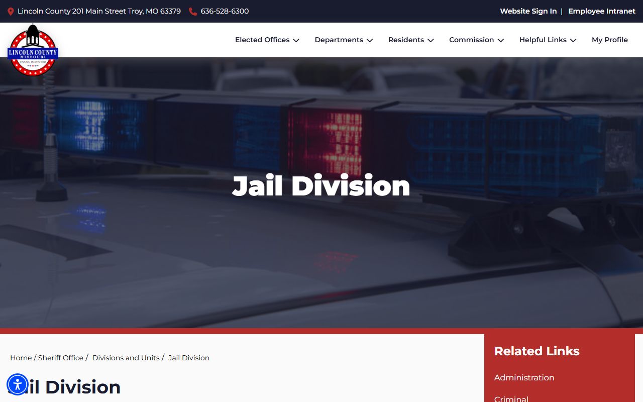 Lincoln County Detention Center inmate lookup jail division page